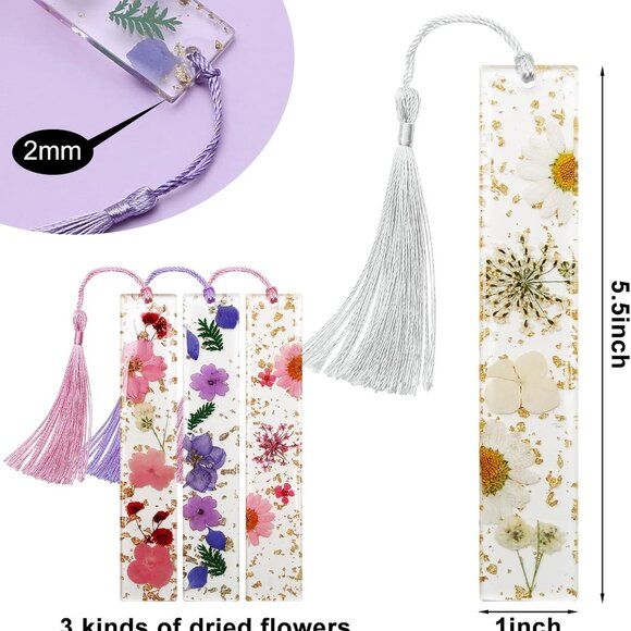 Bookmarks for Women, 2PCS Book Marks for Reading Women, Durable Handmade Dried F - Picture 3 of 7